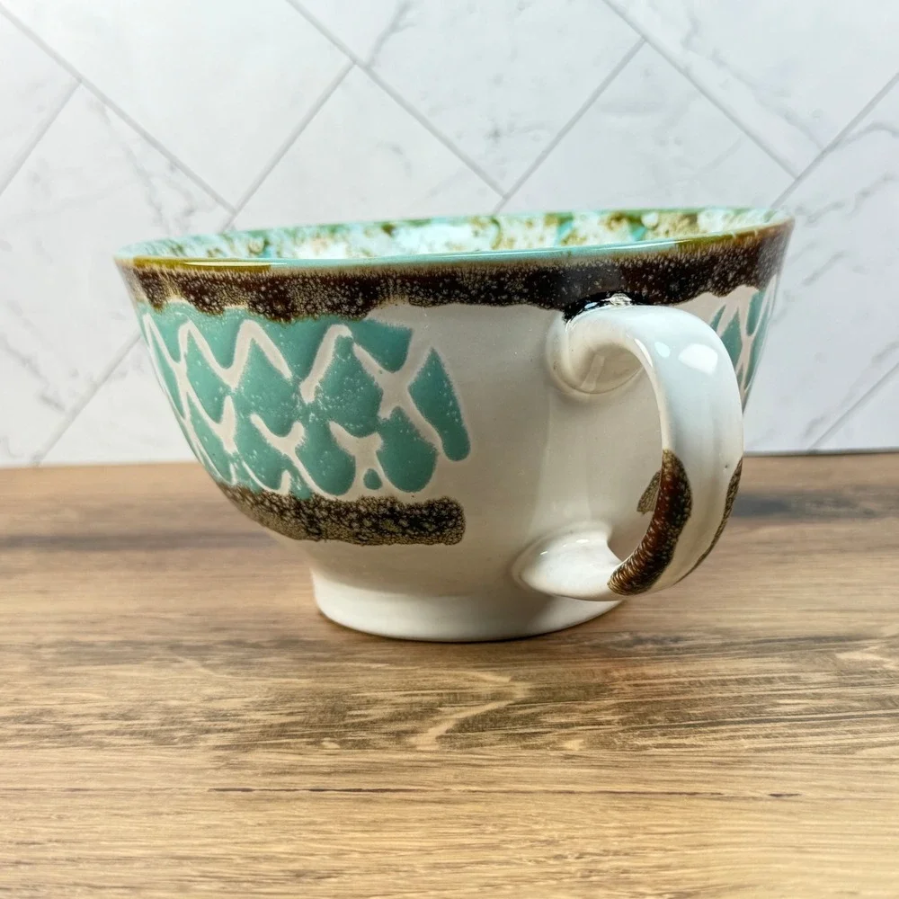 Meritage Otis Teal 27 oz Stoneware Soup Bowl w Handle / 1 Replacement Piece